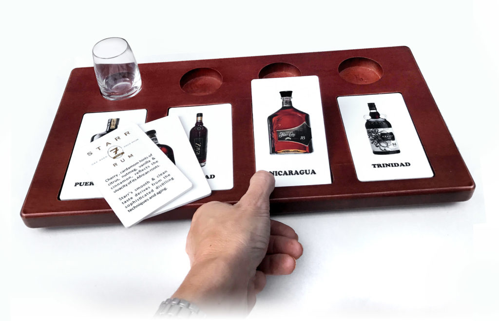 Examples Of Custom Solid Wood Food Beverage Flight Trays Custom Hardwood Flight Tray With Mahogany Stain